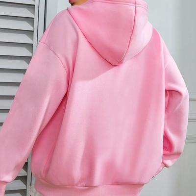 TEMU Plus Size Solid Color Kangaroo Pocket Hoodie, Casual Long Sleeve Drawstring Hoodies Sweatshirt For Fall & Winter, Women's Plus Size Clothing Image