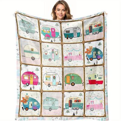 TEMU Van Flannel Blanket - Sofa , , Theme, Tv Blanket, Unique Commemorative , 200-/㎡ Embellishment Image