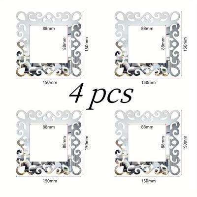 TEMU 4pcs Acrylic Switch Wall Stickers, Self-adhesive Mirror Decals For Living Room And Bedroom Decor, Decorative Wall Stickers|ornate |acrylic Mirror Decals, Decorative Wall Stickers Image