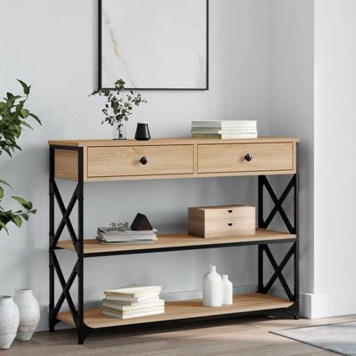 TEMU Console Table Oak 100x28x75 Cm Wood Material Image