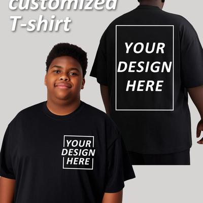 TEMU Men's Plus Size - Customizable Casual Crew Neck Short Sleeve Tee, Summer, Polyester Fabric, Ideal Gift For , Family, And More, Casual Wear Tee|personalized Tshirt|stretchy Fabric Image