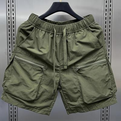 TEMU Men's Vintage Truck Shorts - Quick-dry, Loose Fit, Mid-waist, Multi-pocket, Solid Color, Non-stretch Fabric, Ideal For Hiking And Outdoor Activities, Outdoor Apparel|| Nonstretch Fabric Image
