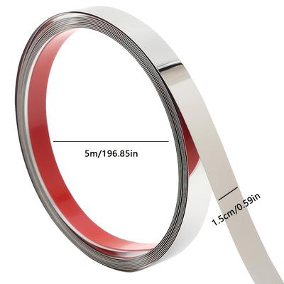 TEMU Stainless Steel Titanium Alloy Flat Decorative Trim - Golden Self-adhesive Metal Strip For Wall & Suspended Ceiling , Modern Durable Construction & Home Decor, | | Titanium Alloy Strip Image