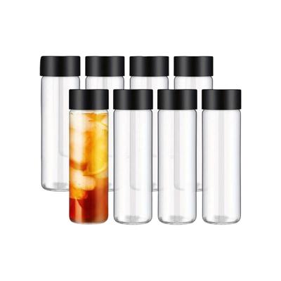 TEMU 8pcs Round Plastic Travel Bottles With Black Caps – Smoothies, Juice, Milk, And Homemade Beverages – Ideal For Outdoor Activities, Holidays, And Everyday Use – Compact And Portable Desig Image