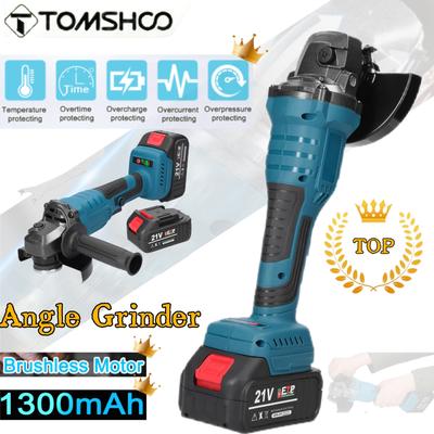 TEMU Tomshoo 21v 125mm M14 Brushless Angle Grinder Portable Electric Grinding Tool Multifunctional Lithium Grinding And Polishing Machine Tile Steel Grinding Machine Practical Power Tool Image