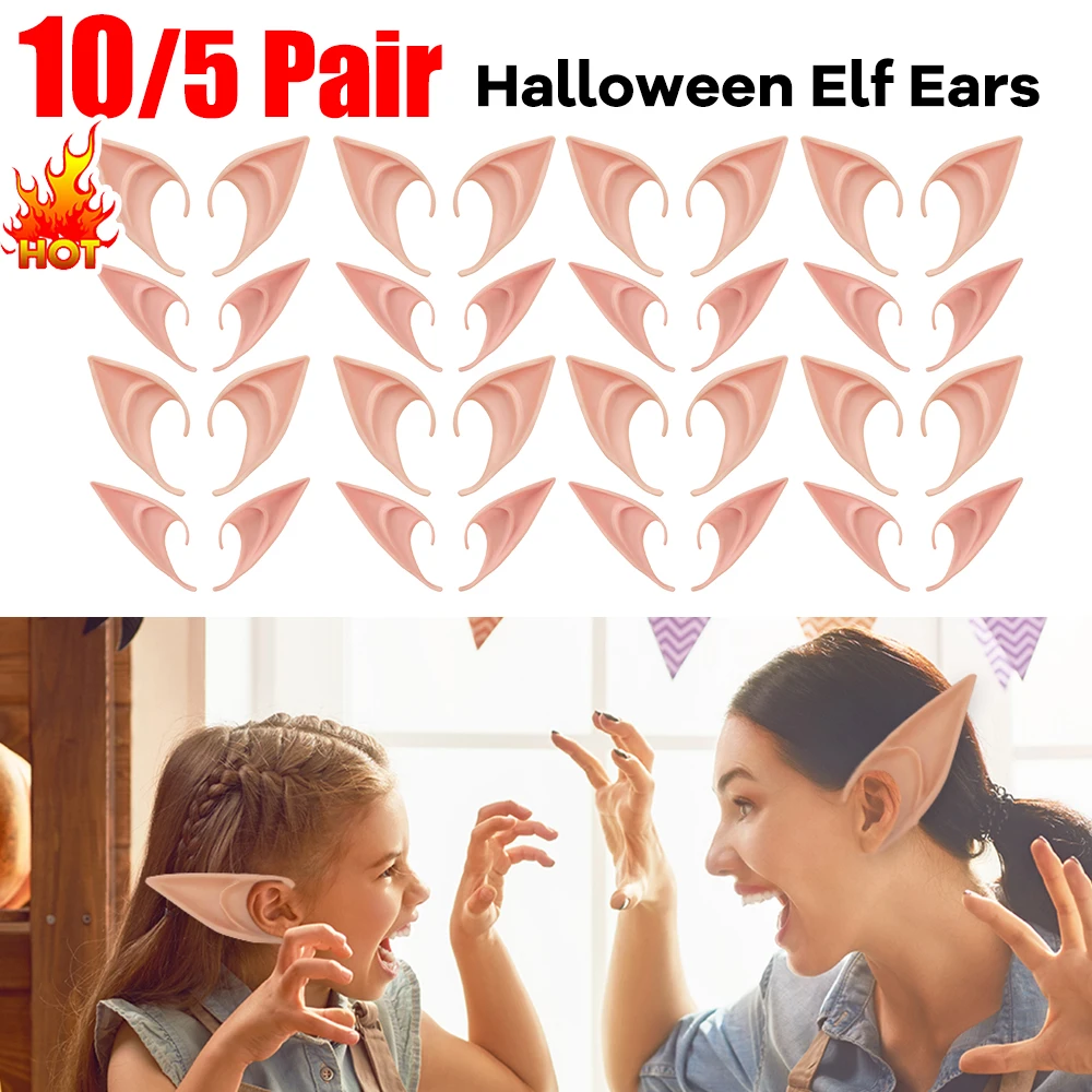 5-10 Paar Cosplay Engel Elfen Ohren Halloween Maskerade Party Kostüme Halloween Party Dekoration liefert Foto Requisiten Clip Ohrring Image
