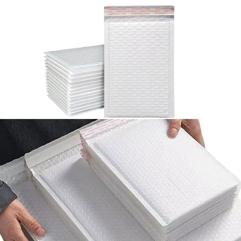 Luftpolsterumschläge, weiße Schaumstoff-Versandtaschen, Poly-Luftpolster-Versandtaschen, selbstklebende Verpackungsbeutel Image