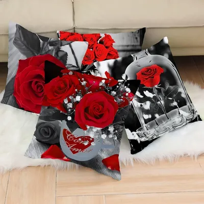 Romantische Rosen-Kissenbezüge, Schlafzimmer-Sofa, dekorativer Kissenbezug mit Reißverschluss, Image