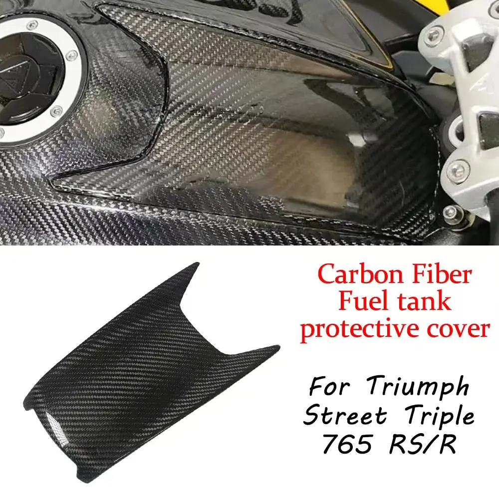 Für Street Triple 765RS/R Moto2 2023 2024 100 % Kohlefaser-Kraftstofftankschale, Kraftstofftank-Schutzabdeckung, Motorradzubehör b Image