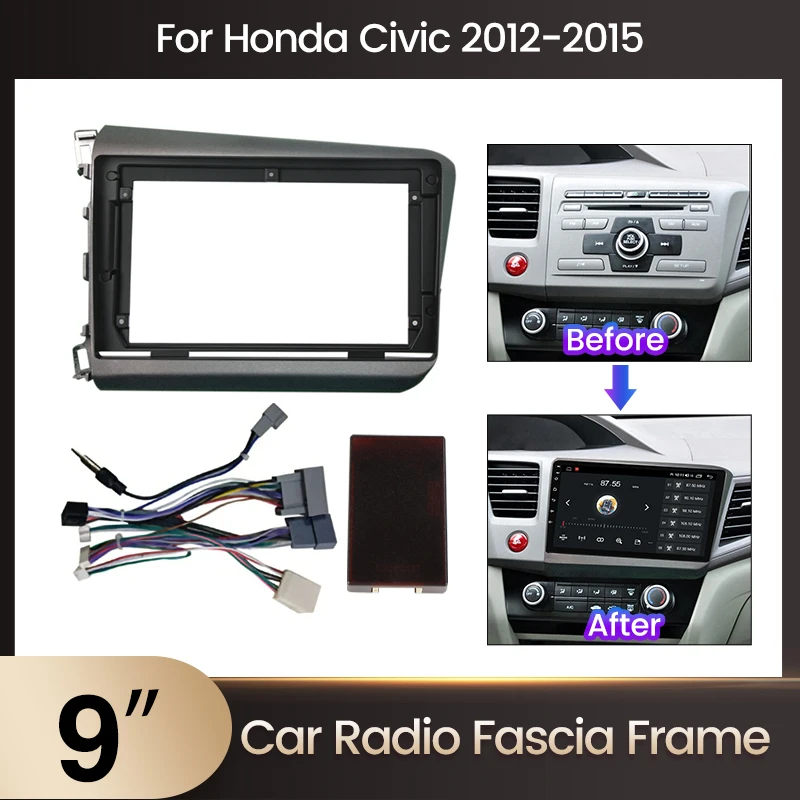 Navifly 9 "Auto Multimedia-Bildschirm intelligente Blende Rahmen für Honda Civic 2012-2015 DVD Radio Stereo Trim Panel Kit Canbus Box Image