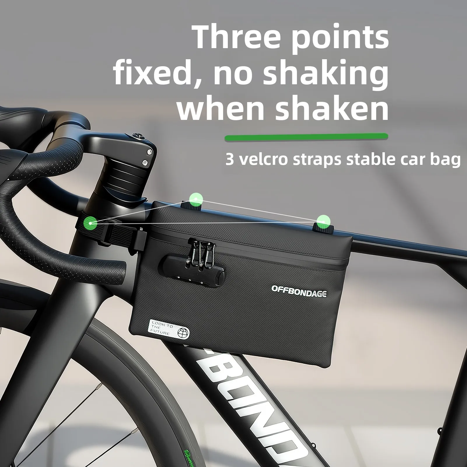 OFFBONDAGE Fahrrad-Unterrohrtasche, Passwort-Lock-Tasche, wasserdichte Anti-Diebstahl-Tasche, leichte MTB-Radsport-Seitentasche, Fahrradzubehör Image