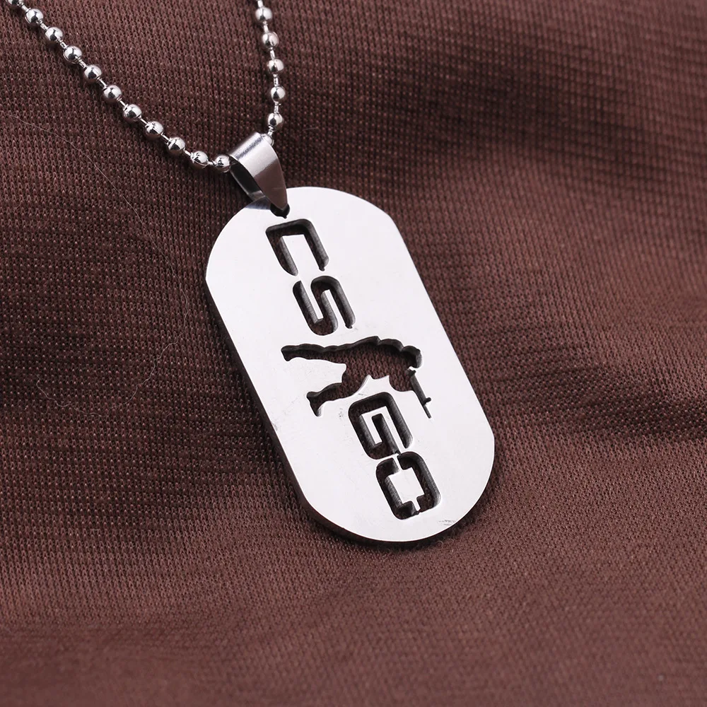 1 Stück CSGO Edelstahl-Anhänger-Halskette – Punk-Rock-Hip-Hop-Gaming-Schmuck mit kräftigem Soldaten-Silhouette-Design für Männer und Frauen
