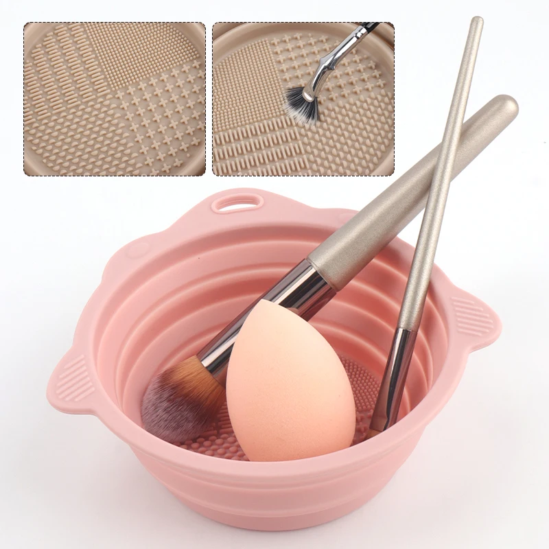 Faltbare Schrubben Silikon Schüssel Kosmetik Pinsel Reiniger Make-Up Waschen Pinsel Werkzeug Reinigung Schüssel Scrubbe Schüssel Schönheit Liefert Image