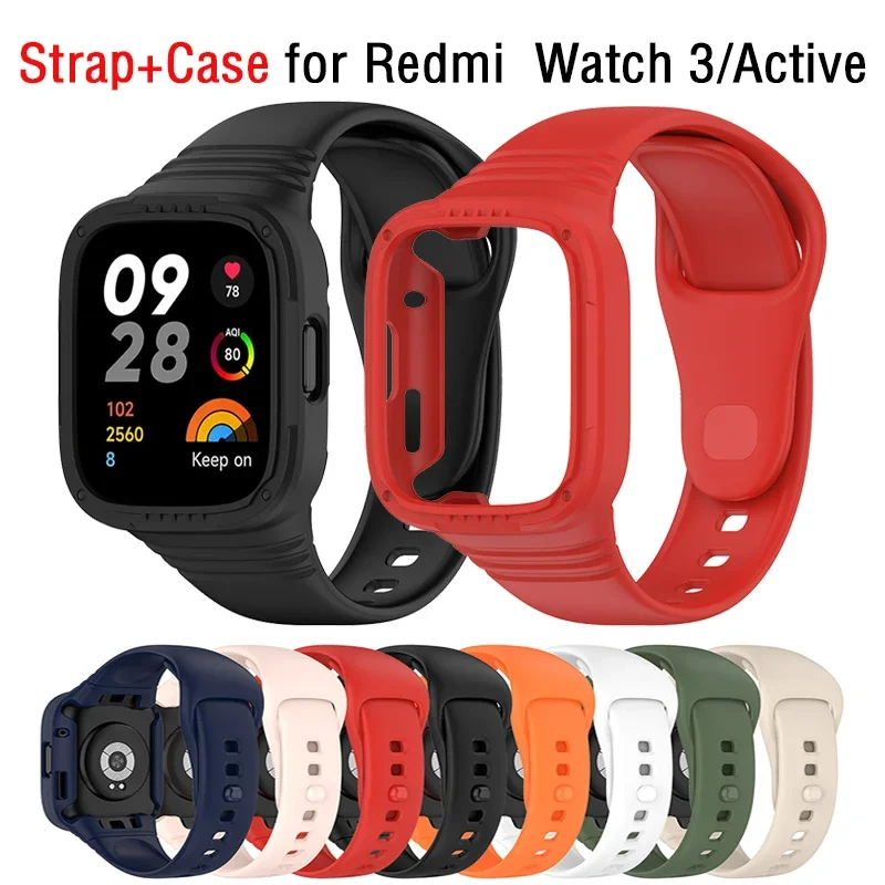 Silikonarmband mit Hülle für Redmi Watch 3 / Redmi Watch 3 Active Strap Ersatzarmband Schutzhülle Image