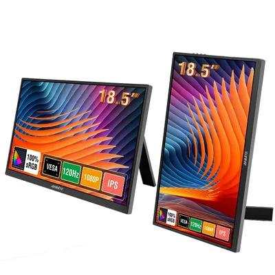 Anmite 18,5-Zoll-tragbarer Monitor 120 Hz RGB100 % mit VESA-Loch und hinterer Halterung, erweitertes Laptop-Display, ADS-IPS, HDR-Bildschirm