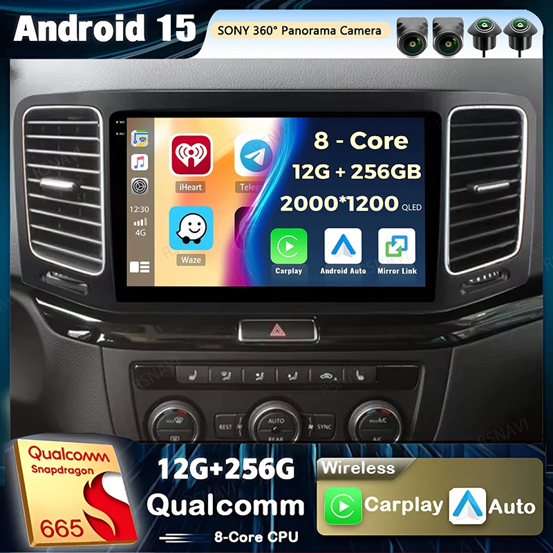 Android 15 Carplay Autoradio Für Volkswagen VW Sharan 2012-2018 Multimedia Video Player Navigation GPS Stereo DVD Head Unit BT Image