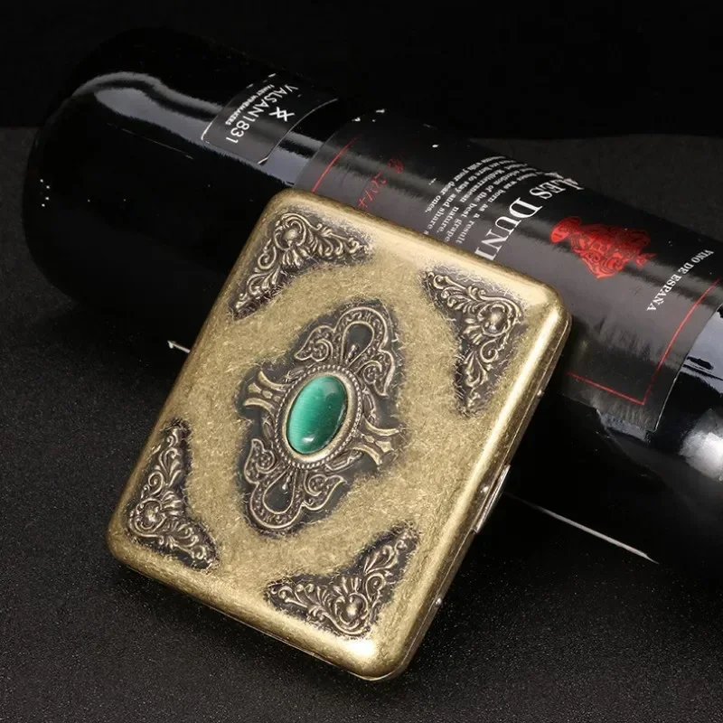 Vintage Relief Jade Kapazität 20 Stück Zigarettenaufbewahrungstasche Tasche Metall Zigarettenhalter Vintage Relief Feder Herrengeschenke Boxen