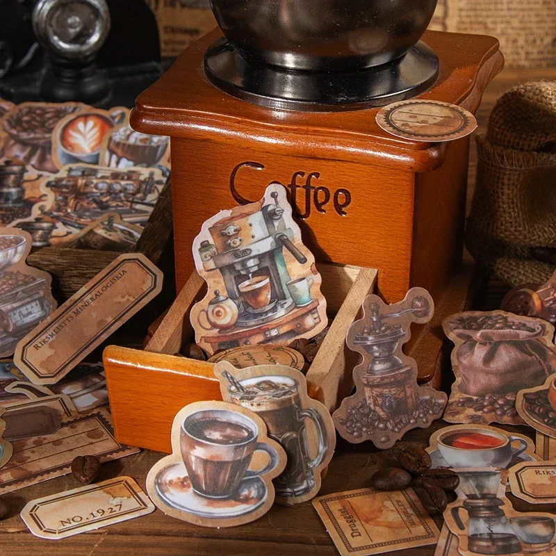 30 teile/paket Vintage Aufkleber Kaffee Thema Scrap booking niedlichen Aufkleber DIY Handbuch Aufkleber Dekoration Briefpapier liefert Image