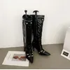 Frauen Overknee Hohe Schuhe High-TOP Heels Casual PU Luxus Herbst Schwarze Stiefel