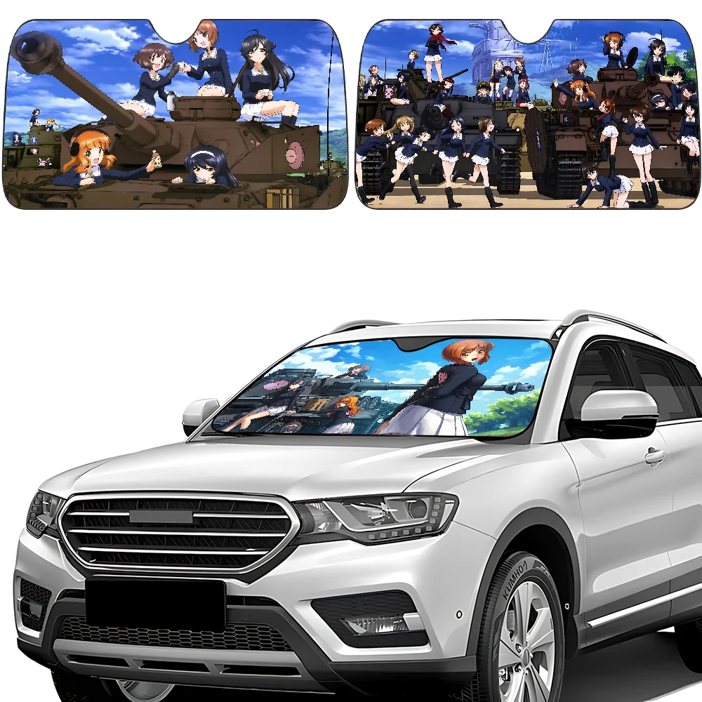 G-GIRLS U-Und P-PANZER Auto-Sonnenschutz, Windschutzscheibe, Frontscheibe, 70 x 130 cm, Sonnenblende, Sonnenschutz, kariert, Geschenk, Neuheit, Auto