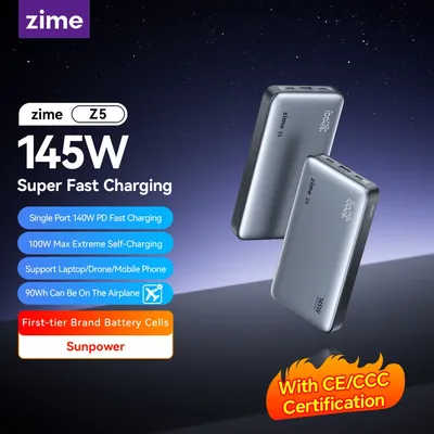 zime Z5 145W PowerBank 25000mAh PD Fast Charging High-wattage Portable Charger For Laptops And Phones With External Battery