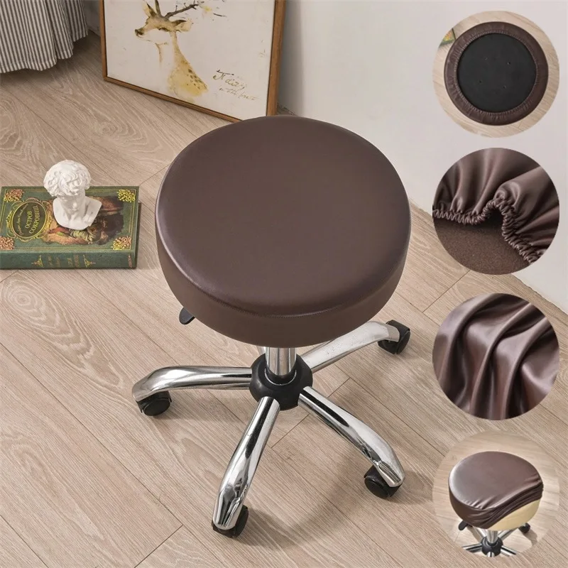 1pc Runde Werkzeug Abdeckung Wasserdichte PU Leder Staub-proof Sitz Abdeckung Barhocker Stuhl Abdeckung Reine Farbe Hause stuhl Möbel Schutz