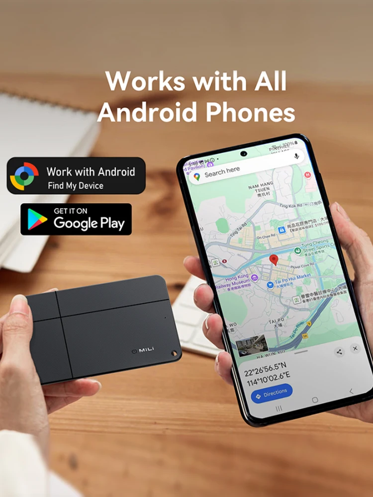 Wallet Tracker-Karte, kabelloses Laden, ultradünn, GPS-Standort, Smart Anti-Verlust-Tag für Google, Find My Device Tracker Wireless Ch Image