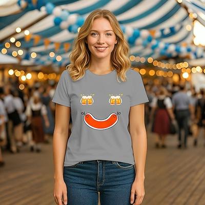 Oktoberfest Bier T-Shirt Bayerisch München Deutsch Grafik Für Damen Erwachsene Oktoberfestbier Heißprägen Alltagstauglich Image
