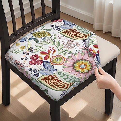 Sitzbezug für Esszimmerstühle, Stuhlbezug für Hocker, geometrisch bedruckte Polyester-Schonbezüge Image