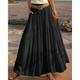 Per donna Taglia standard asiatici Svasato Gonne di lino Casual Estate Midi Vita Alta Gonne Tinta unita Arricciato Pieghettato Tasca Elasticizzato Vacanza Quotidiano Vinaccia Anguria Rossa Verde
