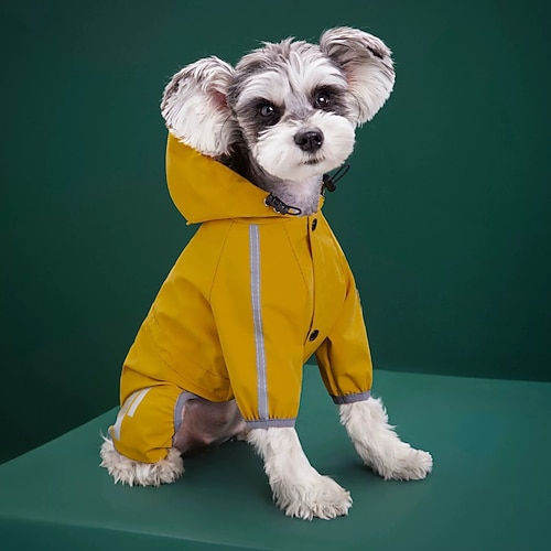 Cappotto impermeabile per cani con cappuccio poncho impermeabile per pioggia giacca per cani alta riflessione con foro per guinzaglio per cani di taglia piccola e media