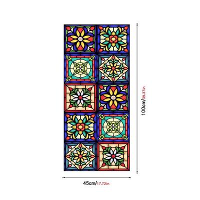 Retro-Fensteraufkleber mit Blumen und Vögeln, elektrostatischer PVC-Glasaufkleber, nicht klebend, entfernbar, zufälliges Farbmuster Image