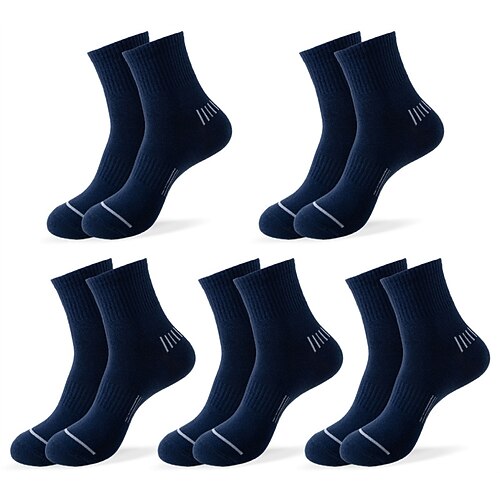 Herren 5 Paare Mehrfachpackungen Socken Laufsocken Freizeitsocken Schwarz Weiß Farbe Streifen Urlaub Sport Outdoor Täglich Basic Mittel Frühling Herbst Mode Lässig Image