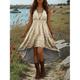 Per donna Abito Midi Abito a trapezio Abito Estivo Vacanza Casual Boho Uscire Spiaggia Vestibilità regolare Floreale Grafico Senza Maniche Scollo a V Blu Viola Verde Cachi Estate Primavera