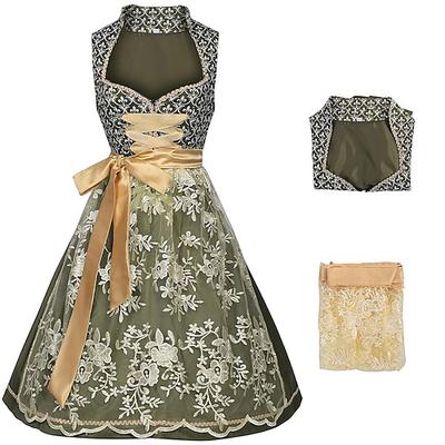 Karneval Oktoberfestbier Kostüm Kleid Dienstmädchen Bayerisch Wiesn Damen Party Bier Festival Stoff im traditionellen Stil Image
