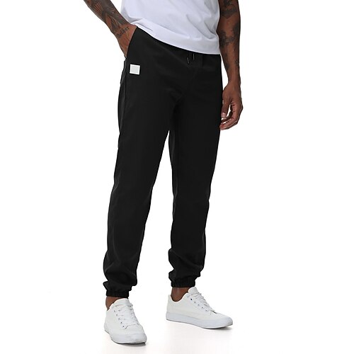Herren Sporthose Hose Jogginghose Tasche Kordelzug Elastischer Bund Einfach Komfort Sport im Freien Täglich Mode Lässig Armeegrün Schwarz Mikroelastisch Image