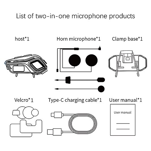 Bluetooth-Headset für Helme mit LED-Licht, wasserdicht nach IPX8, HD-Sound, Sprachassistent, lange Akkulaufzeit, abnehmbare Montage – kompatibel mit Integral- und Halbschalenhelmen Image