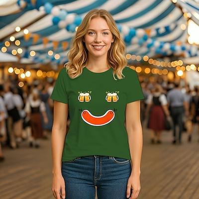 Oktoberfest Bier T-Shirt Bayerisch München Deutsch Grafik Für Damen Erwachsene Oktoberfestbier Heißprägen Alltagstauglich Image