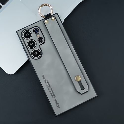 Handy Hülle Handyhüllen Für Apple AirTag S25 S24 S23 Ultra Plus S22 Rückseite Ringhalter Mit Handgelenkschlaufe Stoßfest TPU PC PU-Leder Image