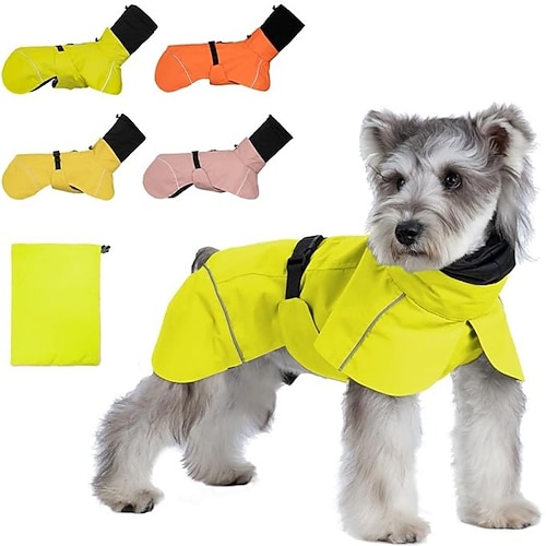 Hund Regenmantel Wasserdichter Regenponcho mit Kapuze Verstellbare Haustier Regenjacke mit Leinenöffnung für kleine und mittelgroße Hunde Image