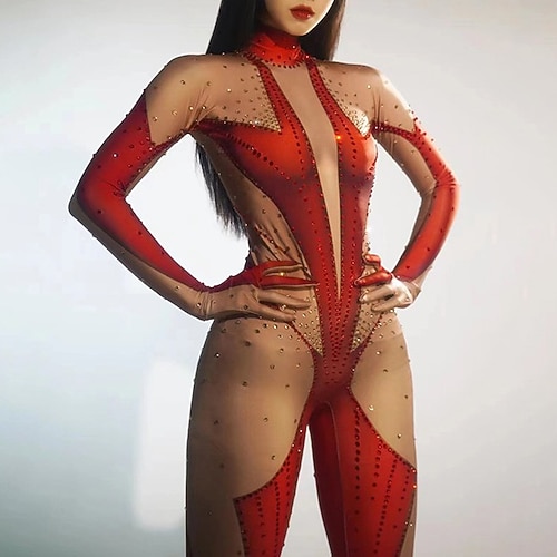 Catsuit Bodysuit Overall Drucken Rennkönigin Damen Netz Sexy Kostüm Kostüm für Leistung Nachtclub Pride Parade Halloween Karneval Erwachsene Image
