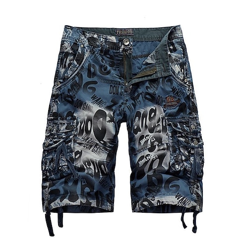 Herren Cargo-Shorts Shorts Sommershorts Mehrere Taschen Klappentasche Tarnung Komfort tragbar Knielang Outdoor Sport Täglich Mode Lässig Blau Armeegrün Image