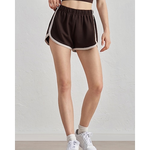 Damen Patchwork Lässiger Rock Tennishose Gerafft Kontrastbindung Atmungsaktiv Tennis Golfspiel Pickleball Schwarz Weiß Braun Tennisbekleidung Image