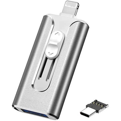 USB 8-poliger USB 3.0 4-in-1-U-Disk für Mobiltelefone und Computer mit Typ-C-Adapter, Memory Stick-Speicher zum einfachen Sichern von Fotos und Videos, Plug-and-Play Image