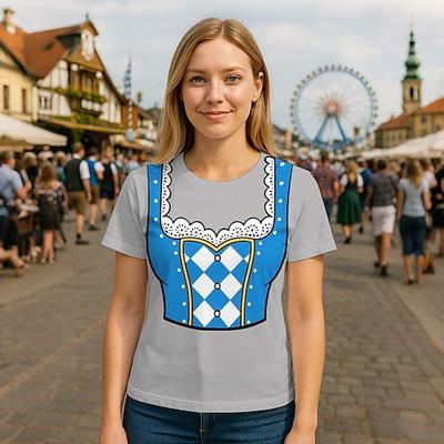 Oktoberfest Dirndl-Print T-Shirt Bayerisch München Deutsch Grafik Für Damen Erwachsene Oktoberfestbier 3D-Druck Alltagstauglich Image