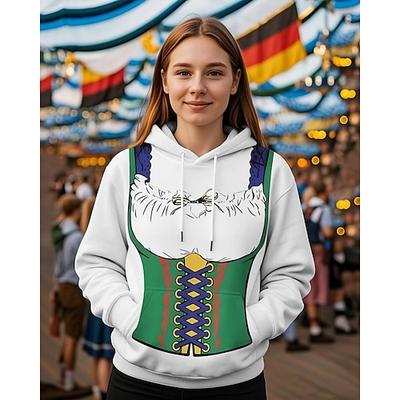 Oktoberfestbier Kapuzensweatshirt Druck Fronttasche Grafik Für Damen Erwachsene Karneval Oktoberfestbier 3D-Druck Urlaub Party Image