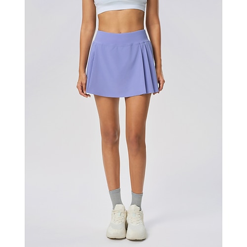 Damen Einfarbig Lässiger Rock Tennisröcke mit Shorts Plissiert Atmungsaktiv Tennis Golfspiel Pickleball Dunkelrosa Schwarz Weiß Tennisbekleidung Image