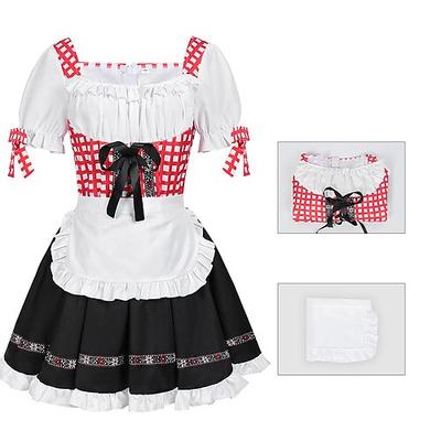 Karneval Oktoberfestbier Kostüm Kleid Dirndl Dienstmädchen Bayerisch Wiesn Damen Party Bier Festival Stoff im traditionellen Stil Image