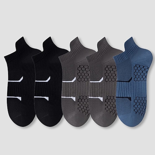 Herren 5 Paare Mehrfachpackungen Socken Laufsocken Freizeitsocken SchwarzWeißGrau Schwarz2Dunkelgrau2Dunkelblau1 Farbe Einfach Urlaub Sport Outdoor Täglich Basic Mittel Frühling Herbst Mode Image