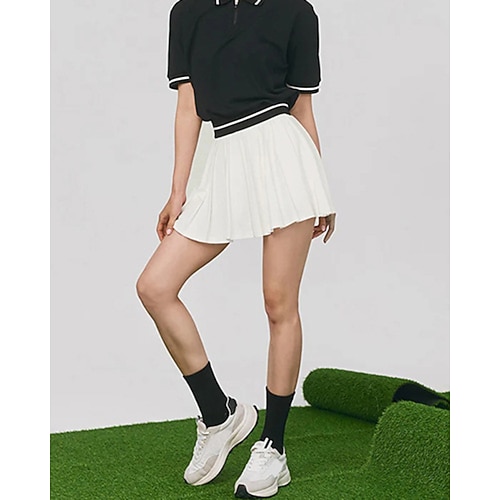 Damen Einfarbig Lässiger Rock Tennisröcke Plissiert Atmungsaktiv Tennis Golfspiel Pickleball Schwarz Weiß Gelb Tennisbekleidung Image